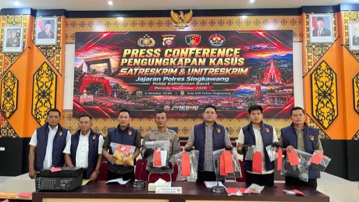 Press Conference pengungkapan kasus di Polres Singkawang, Jumat (2/10/2026). Foto (ist)